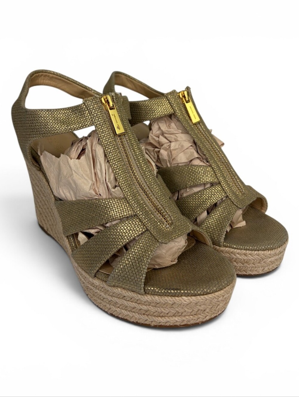 Michael Michael Kors Berkley espadrille Shimmering gold metal wedge sandals 11